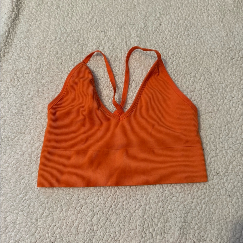 Orange Ribbed Crop Top - Picture 2 of 3